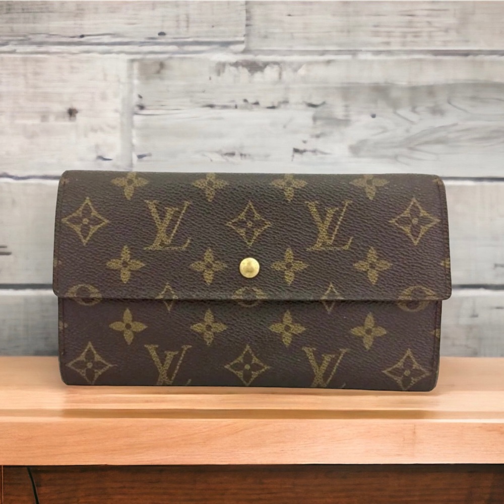 Authentic Louis Vuitton Monogram Porte Tresor International Trifold Long Wallet